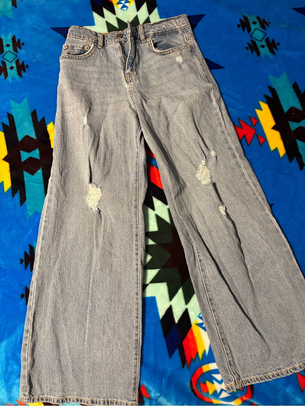 Levi's Light Wash Wide Leg Distressed Kids Jeans